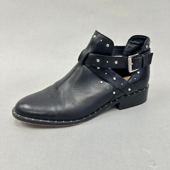 Halogen Hailey black leather harness cutout bootie studded size 8.5 - Picture 1 of 16